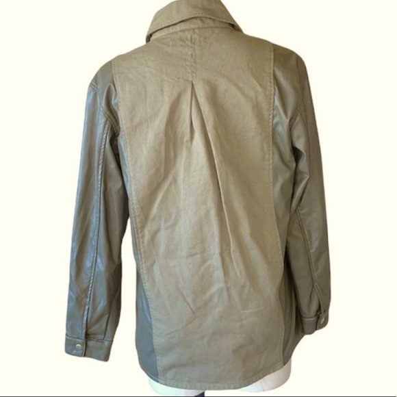 Zara Green XS Contrast Faux Leather Studded Jacket - Picture 4 of 10